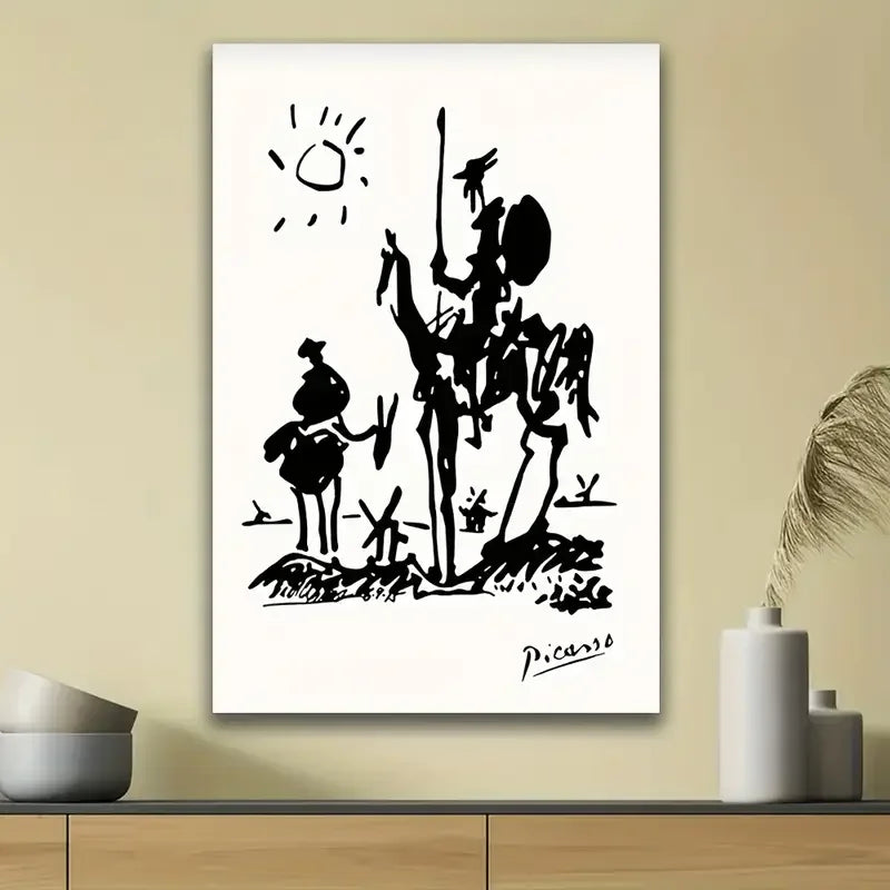 1pc frameless , Picasso Don Quixote Sketch, Background Decoration, Holiday Gift, Birthday Gift, Valentine'S Day, New Year Dec Peaceful Pleasures Health and Wellness No frame 50x70cm Unframed