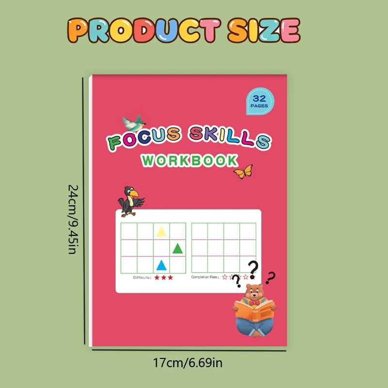 32 Pages Focus Skills Workbook Toddler Attention Training Practice