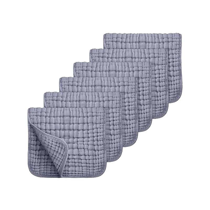 100% Cotton Muslin Burp Cloths for Baby – 6-Pack, 20x10"