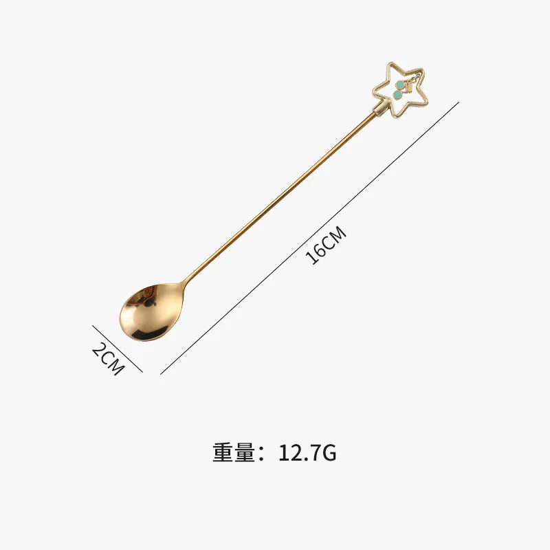 Cherry Blossom Spoon Fork Stainless Steel Coffee Kitchen Star Long