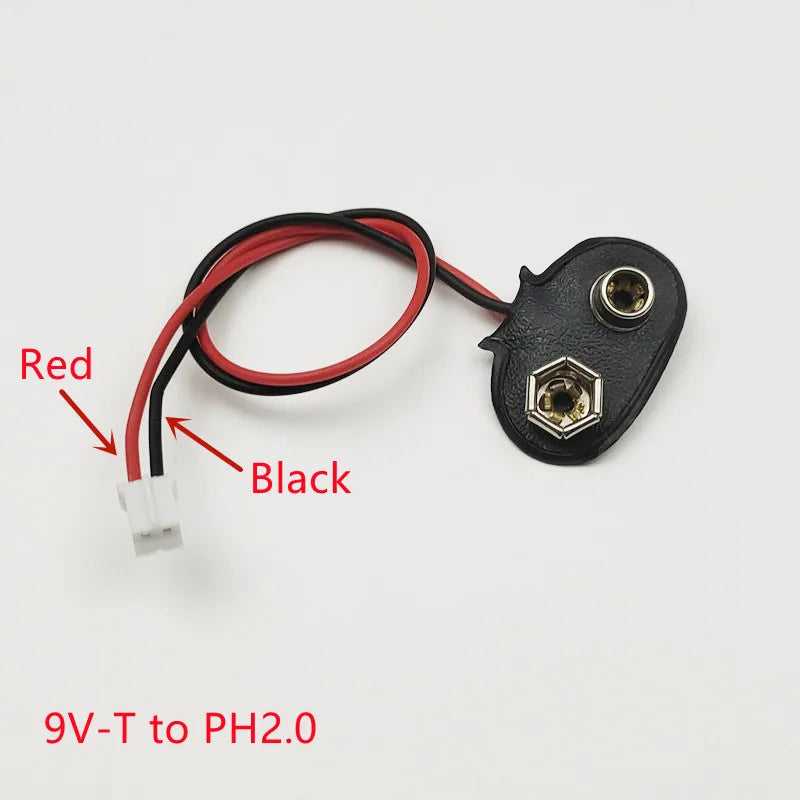 5PCS 9V Battery Buckle to Xh2.54 PH2.0 2P Terminal Wire 15cm DC Red Positive Black Negative Adapter Wire Peaceful Pleasures Health and Wellness Type-7