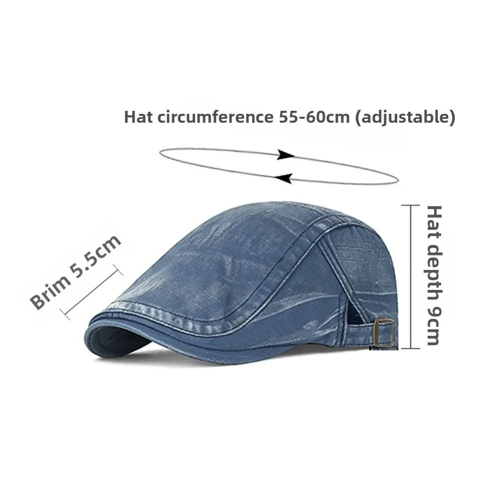 Retro Washed Cotton Beret Newsboy Hat – Adjustable Unisex Cap