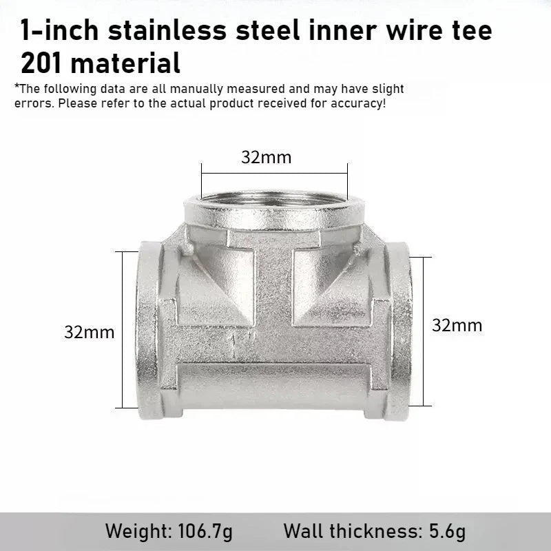 G1/2 Stainless Steel 3-Way T-Adapter Shower Water Splitter Valve