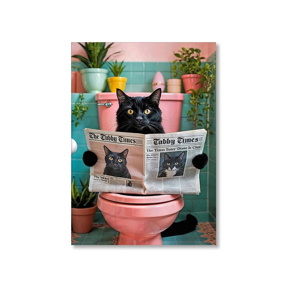 Funny Animal Toilet Canvas Wall Art | Bathroom Décor Poster
