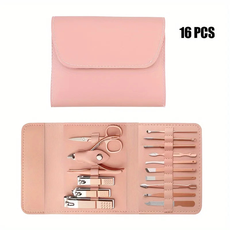 Nail Clippers Manicure Tool Set, With Portable Travel Case, Cuticle Nippers And Cutter Kit, Professional Nail Clippers Pedicure Peaceful Pleasures Health and Wellness Pinkl