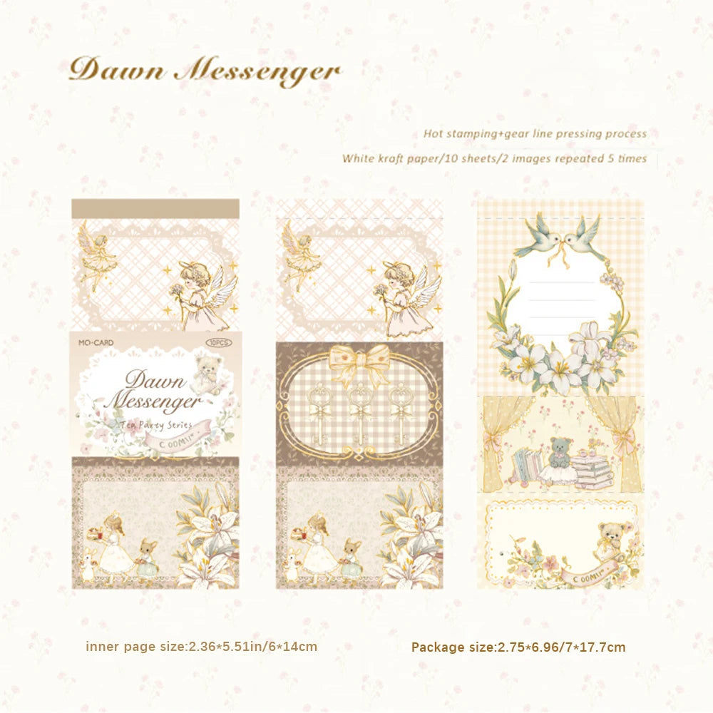 White Kraft Paper Stamping Non Stick Memo Pad Tea Party Series Retro