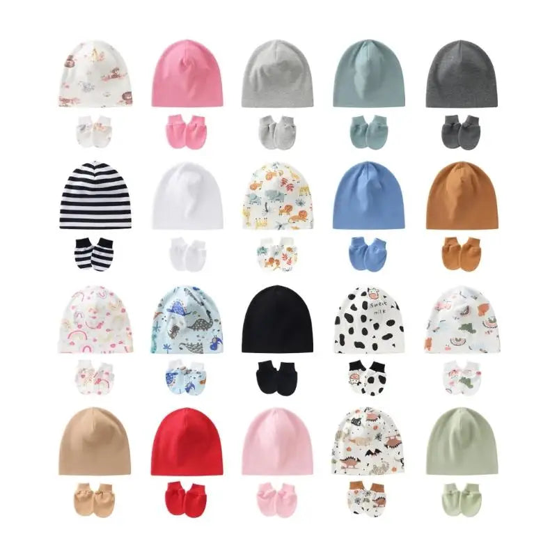 Newborn Baby Hat & Anti-Scratch Gloves Set | Soft Cotton