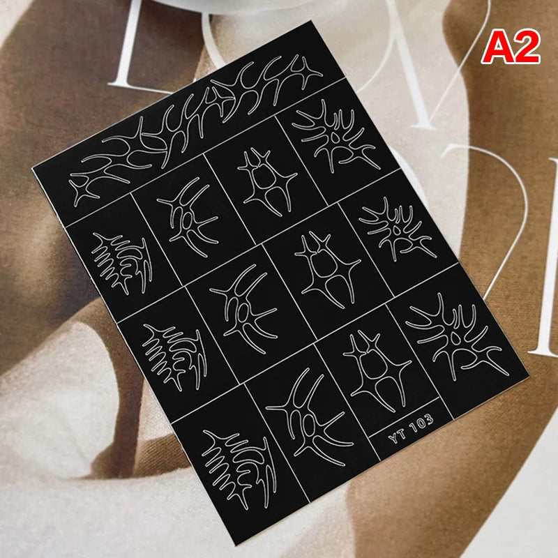 1 Sheet Nail Airbrush Stencil Stars Moon Fishbone Pattern Hollow French Manicure Sticker Templates for Nail Art Peaceful Pleasures Health and Wellness A2