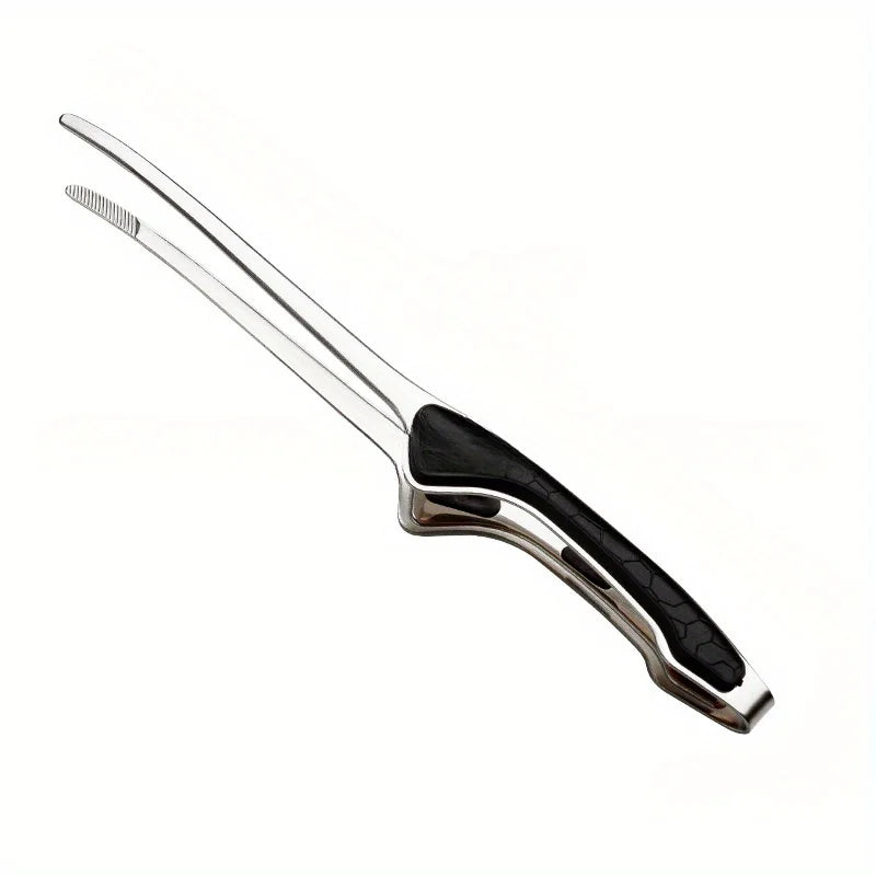 1pc Stainless Steel Kitchen Tongs, Serving Tongs for Cooking, Metal Food Tongs with Non-Slip Comfort Grip, Non-Stick Cooking Ton Peaceful Pleasures Health and Wellness black-silvery