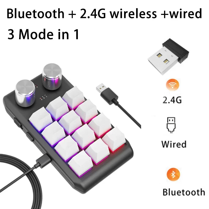 12-Key Macro Mechanical Keyboard Bluetooth 2.4G 3-Mode Macropad