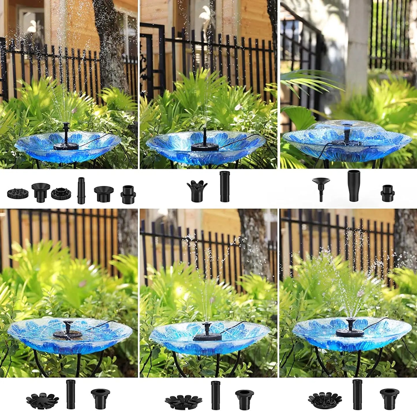Solar Floating Fountain Pump – 2.5W, 6 Nozzles, Bird Bath & Pond
