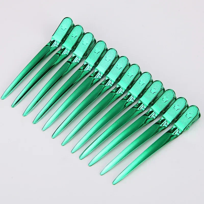 Sectioning Hair Styling Tools, 12pcs/Set, Flat Duck Mouth Hair Clamps, Hairdressing Cutting, Hairpin Holding, Hair Styling Clip Peaceful Pleasures Health and Wellness green