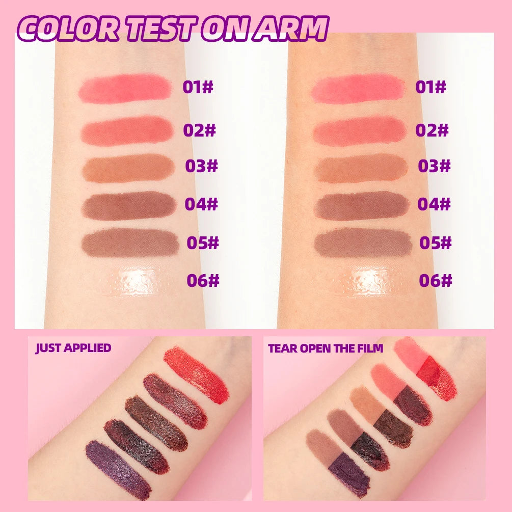 QIBEST Peel Off Red Lip gloss Lip Outline Contour Tattoo Lip Stain Lasting Transfer Resistant Tear Off Peel Off Lipstick Makeup Peaceful Pleasures Health and Wellness