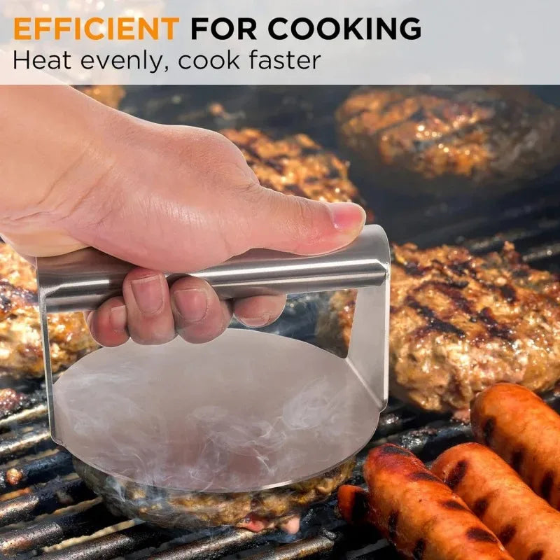 Hamburger Meat Press 430 Stainless Steel Non-Stick Meat Burger Press Circular Square Burger Kitchen Tool Meat Press Peaceful Pleasures Health and Wellness