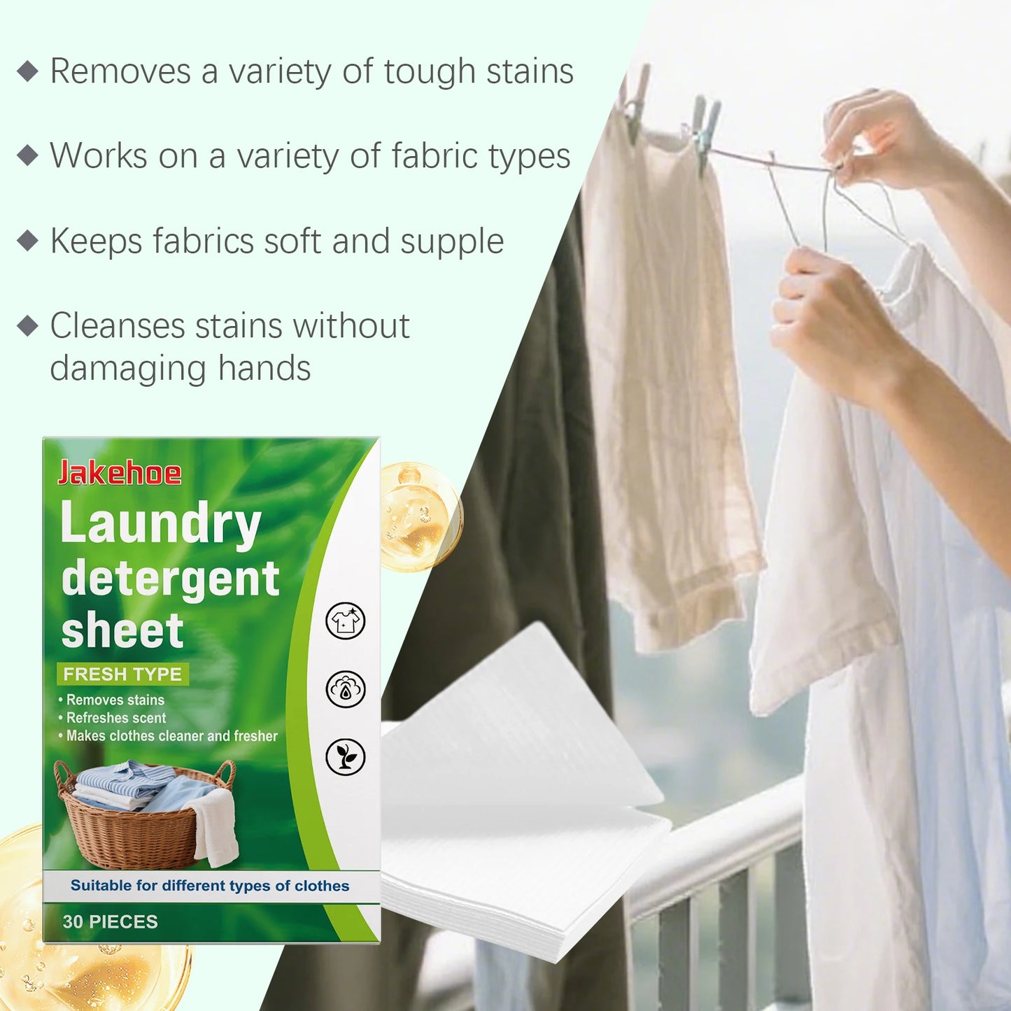 Laundry Detergent Sheets Deeply Dissolve Dirt And Grease Stains Suitable For Washing Machines Leaves Clothes Soft And Fragrant Peaceful Pleasures Health and Wellness