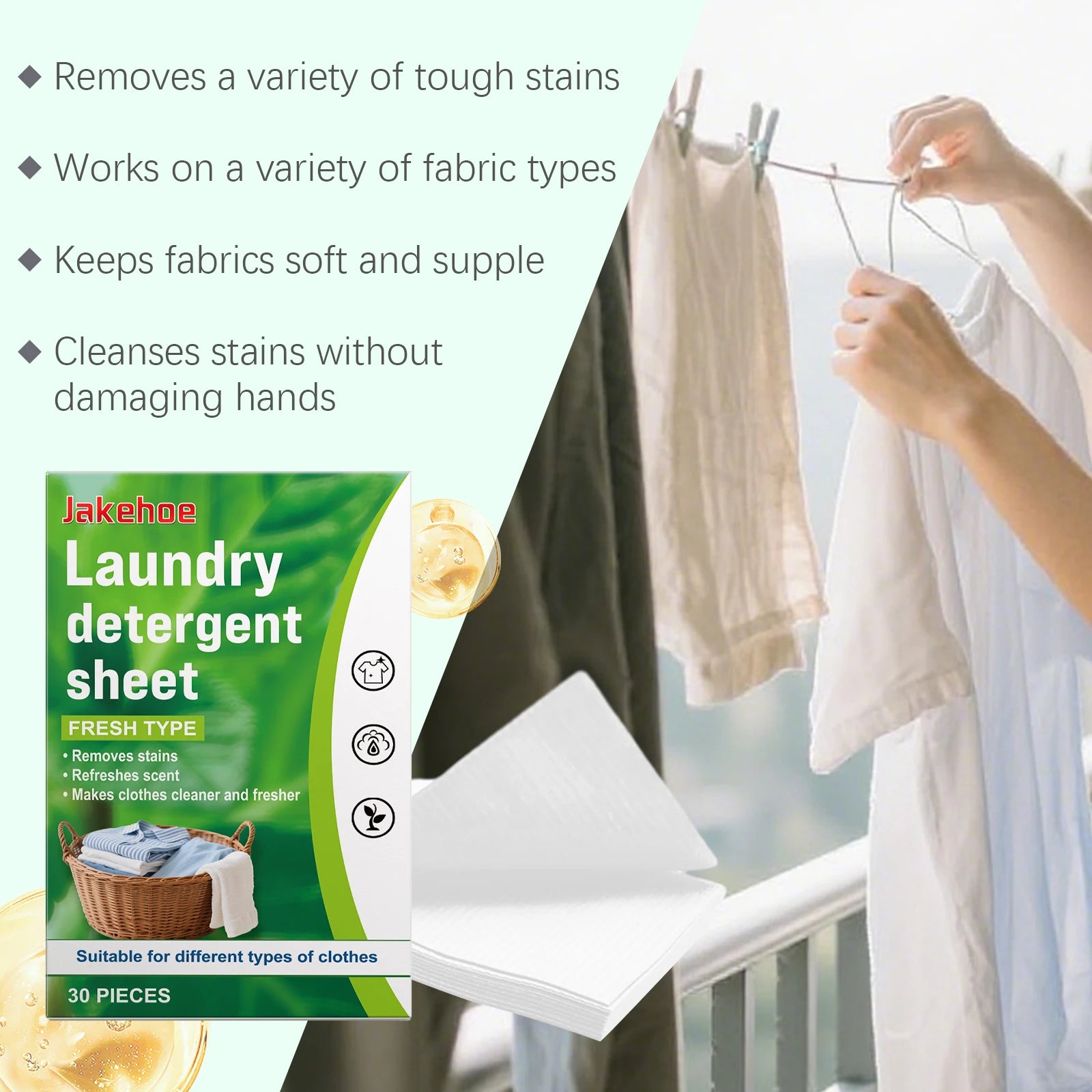 Laundry Detergent Sheets Deeply Dissolve Dirt And Grease Stains Suitable For Washing Machines Leaves Clothes Soft And Fragrant Peaceful Pleasures Health and Wellness
