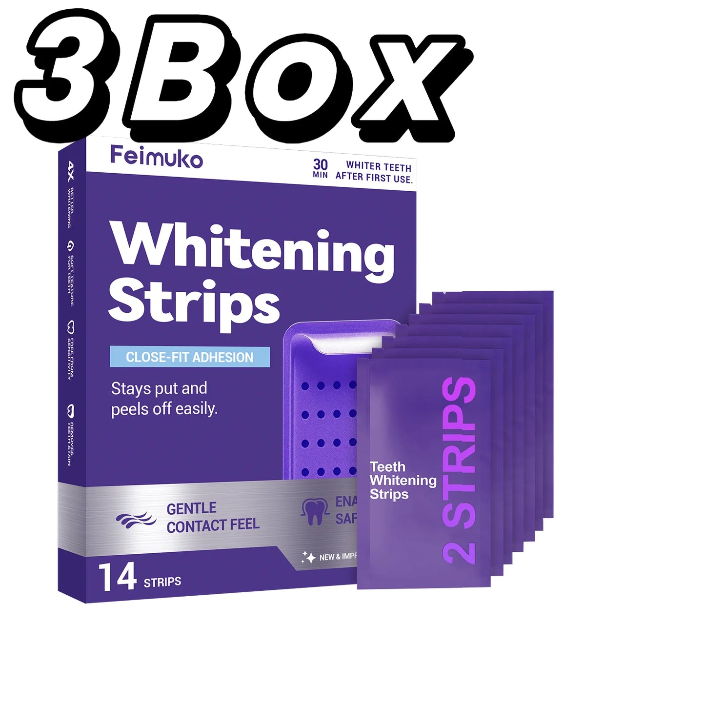 Purple Teeth Brightening Strips | Mint, Enamel Safe, 14 ct