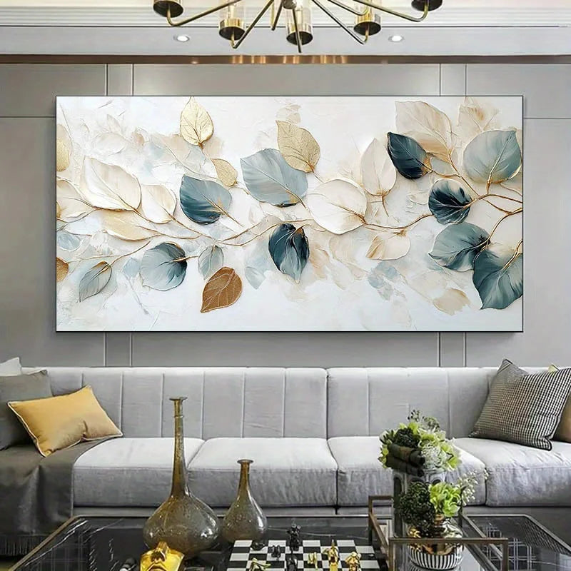 1pc Frameless Modern Canvas Wall Art Delicate Leaf Design, High-Quality Canvas Painting Home Décor, Large Canvas Wall Art Peaceful Pleasures Health and Wellness
