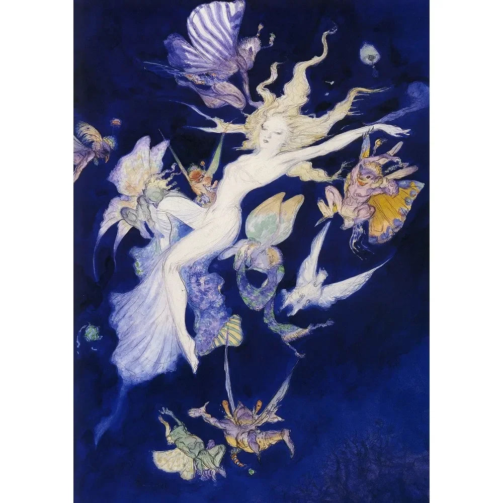 Yoshitaka Amano Final Fantasy Game Luxury Poster Waterproof Wall Art Printing Home Living Bed Room Bar Aesthetic Decor Peaceful Pleasures Health and Wellness 4 20x30cm