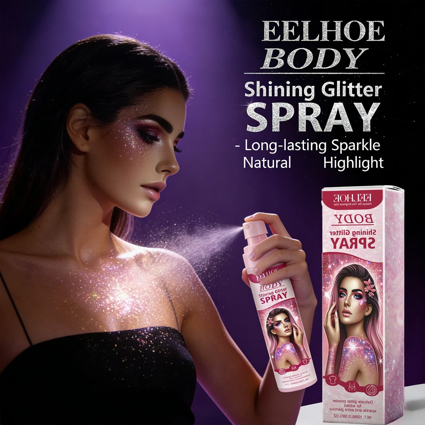 Makeup Glitter Spray Instantly Enhancing Radiance Emit Charming Radiance Quick Drying Brightening Waterproof Party Glitter Spray Peaceful Pleasures Health and Wellness