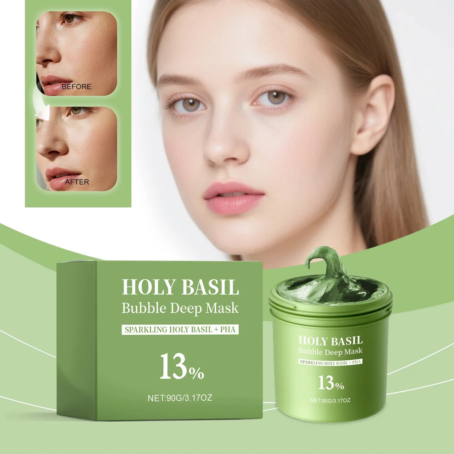 Holy Basil Bubble Mud Mask – Deep Cleansing & Oil Control 90g