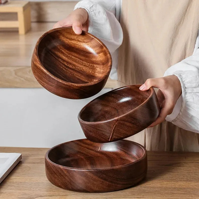 Solid wood bowl Walnut Boat Bowl Creative wooden salad bowl Fruit bowl Vintage storage home kitchen utensils Peaceful Pleasures Health and Wellness
