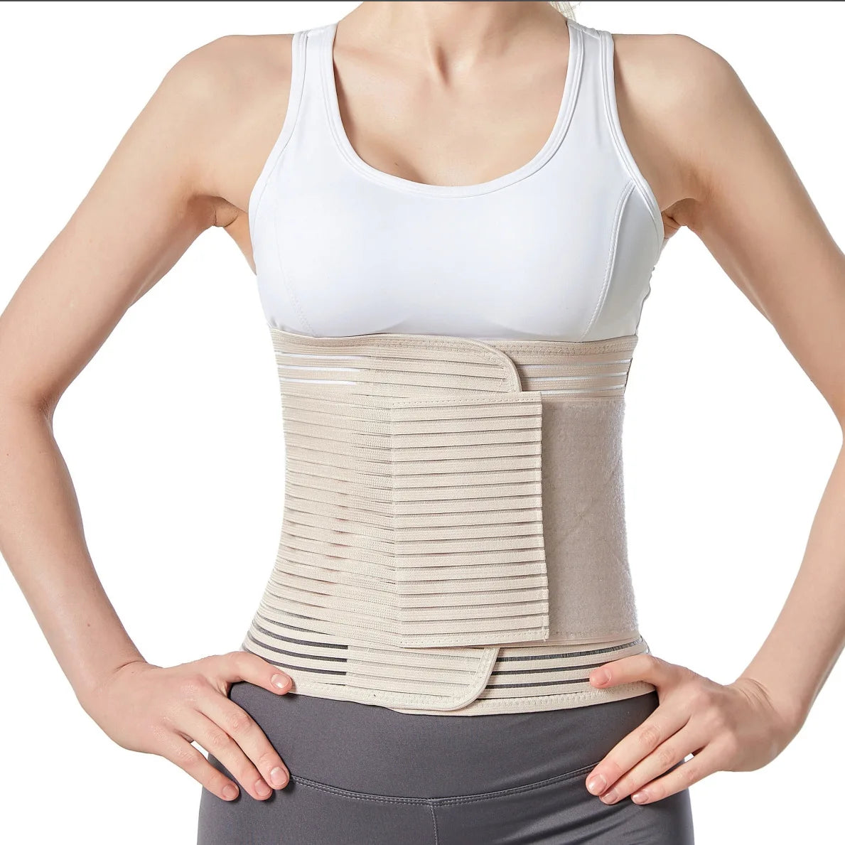 High Quality Abdominal Band Tummy Belt Abdominal Binder Post Surgery Girdle Belt Support Belt Compression Stomach Wrap Peaceful Pleasures Health and Wellness beige M