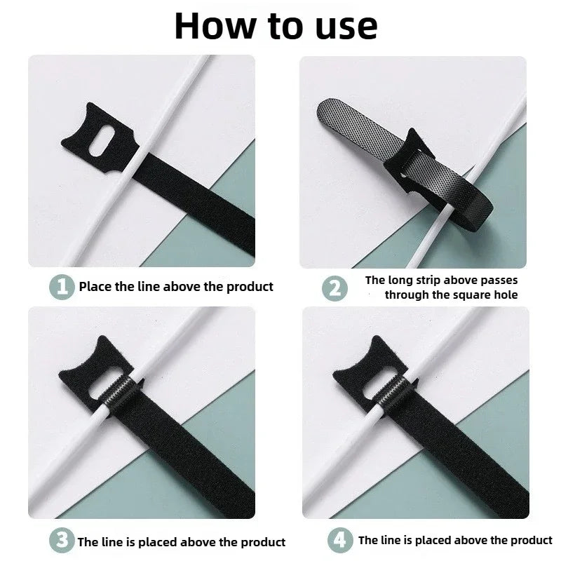 Reusable Hook & Loop Cable Ties 20cm 50pcs – Wire Organizer Reusable Cable Ties Peaceful Pleasures Health and Wellness