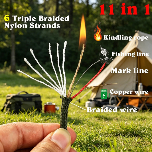 6 kindling 550 33-100FT 10-core paracord 4mm outdoor Camping Survival tool fit PE fire rope fishing cotton line Parachute Hiking Peaceful Pleasures Health and Wellness