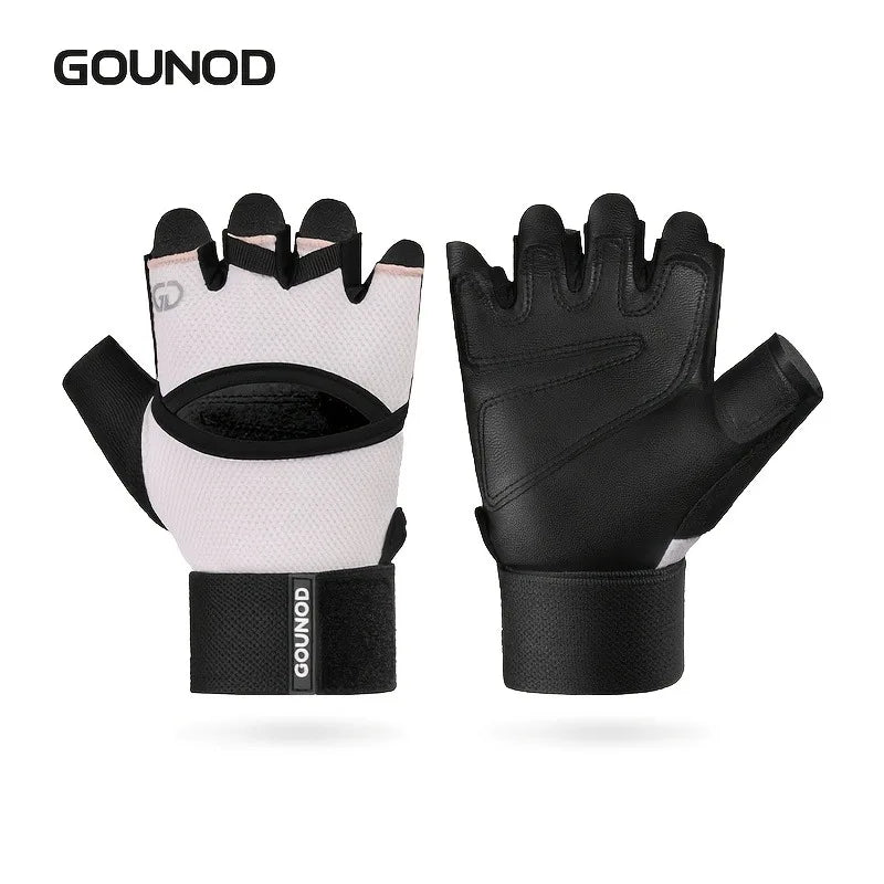 Half-Finger Workout Gym Gloves with Wrist Support & Anti-Slip Grip, Adjustable Hook-and-Loop Closure, PinkBlackPinkPink - Breath Peaceful Pleasures Health and Wellness Red M