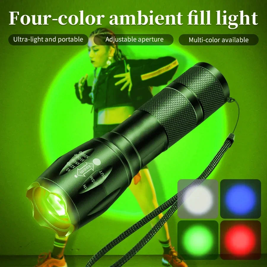 GGBEE 4-Color Rechargeable LED Flashlight – Camping & Emergency