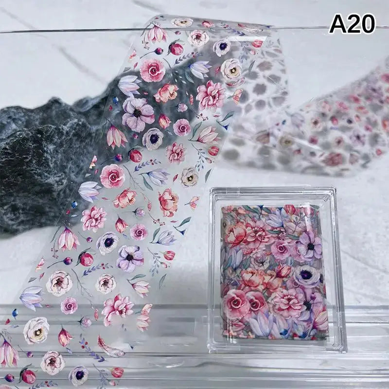 1Pcs Flower Nail Transfer Foils Stickers for Nail Art Peaceful Pleasures Health and Wellness A20