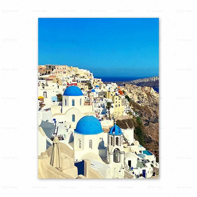 1PC Santorini Greece Island and The Aegean Sea Landscape Print Art Canvas Poster For Living Room Decoration Home Wall Framele Peaceful Pleasures Health and Wellness 7 50x70cm Unframed