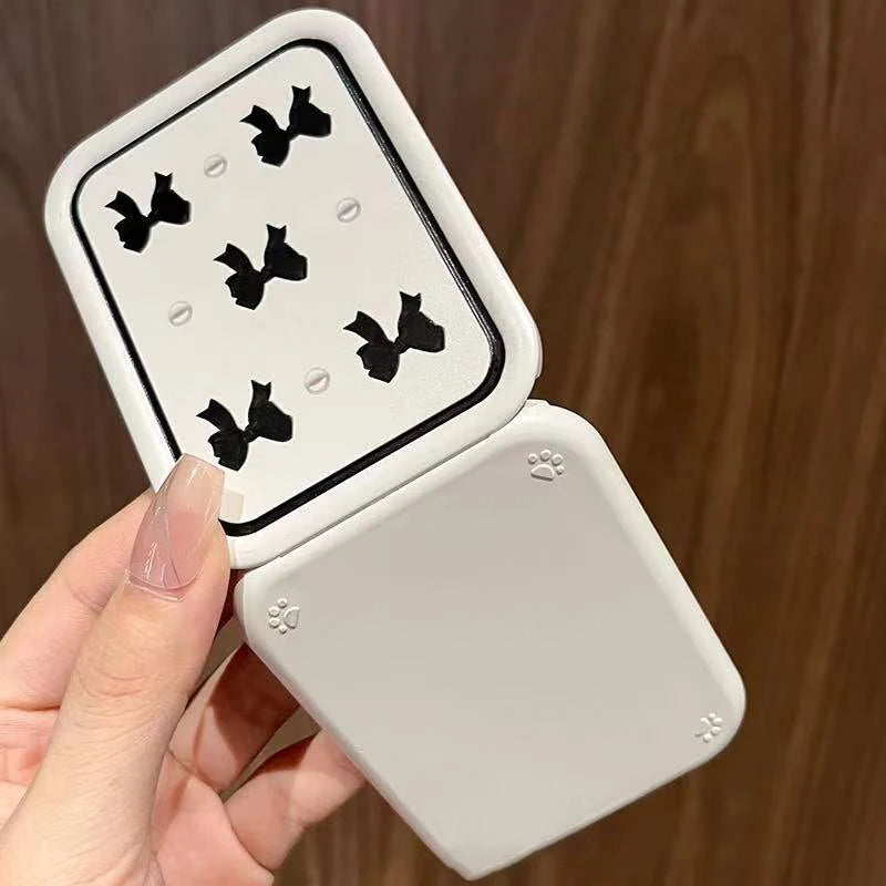 Bowknot Flip-Top Folding Makeup Mirror Portable Pocket Mirror Women Rectangle Cosmetic Make Up Mirror With Comb Peaceful Pleasures Health and Wellness
