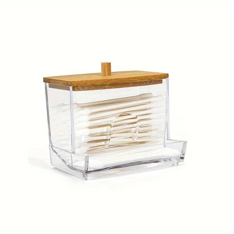 Clear Acrylic Makeup Organizer – Cotton Pad & Swab Holder Cosmetic Storage Jar