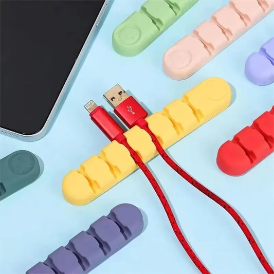 4 Wire Slot USB Cable Organizer Management Wire Holder Cable Winder Tidy Silicone Clips For Mouse Keyboard Earphone Protector Peaceful Pleasures Health and Wellness