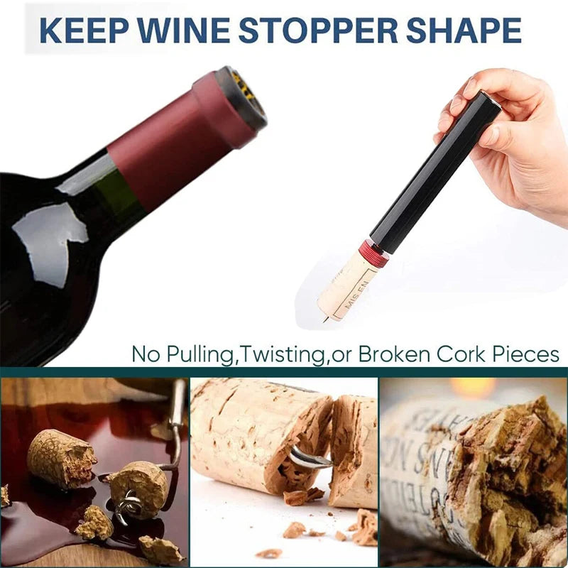 Wine Opener Air Pump Wine Bottle Opener Stainless Steel Pin Cork Remover Air Pressure Corkscrew Kitchen Tools Bar Accessory Peaceful Pleasures Health and Wellness