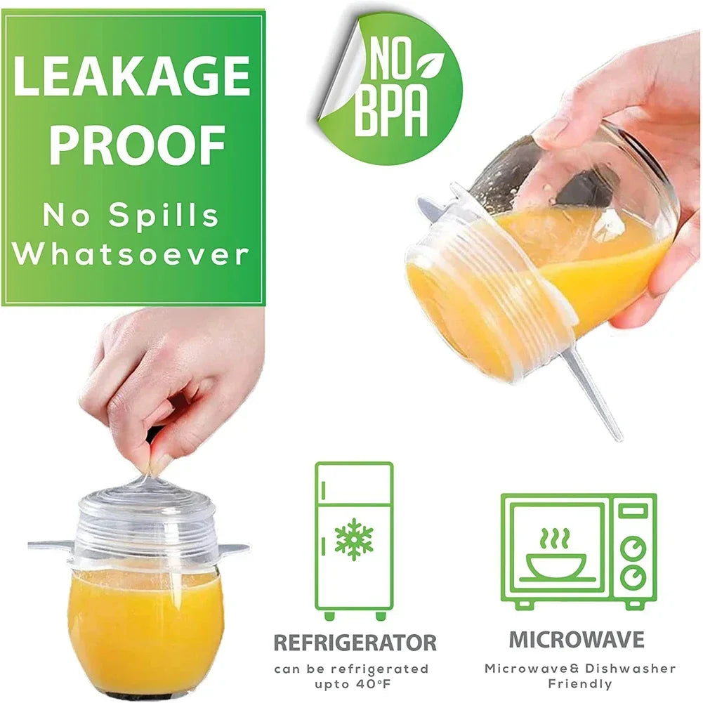 6-Pack Silicone Stretch Food Storage Lids | Microwave Safe