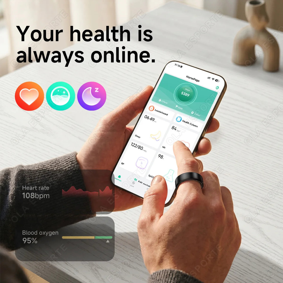 New R09 Smart Ring Men Women with Charging Case,Heart Rate Blood Oxygen,Skin Temperature Monitor,5ATM Waterproof For Android iOS Peaceful Pleasures Health and Wellness