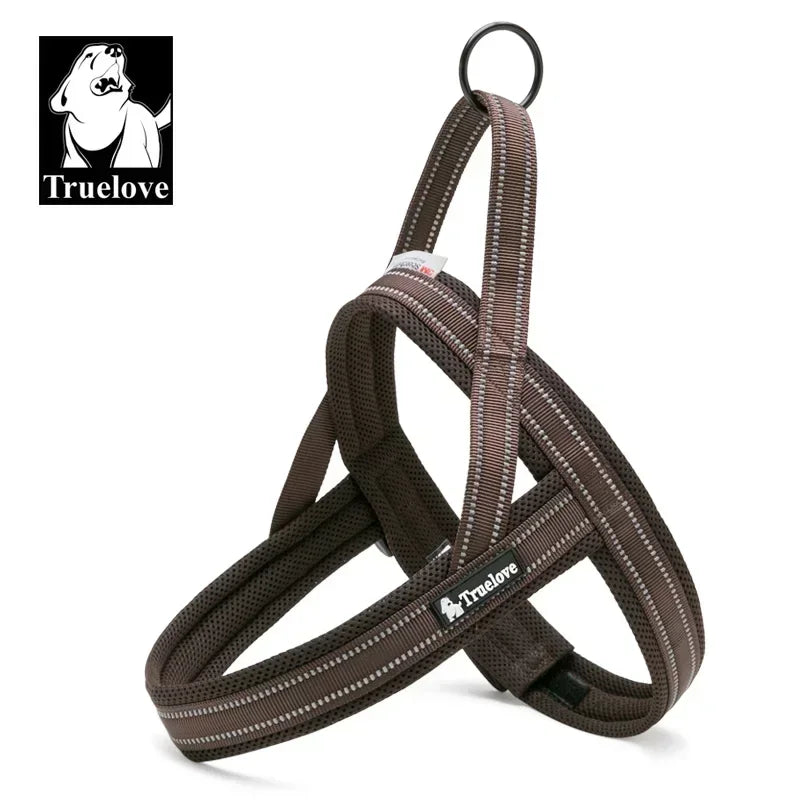 Truelove Soft Mesh Padded Nylon Dog Harness Vest 3M Reflective Security Dog Collar Easy Put on Pet Harness Pull-resistan TLH5811 Peaceful Pleasures Health and Wellness brown XS