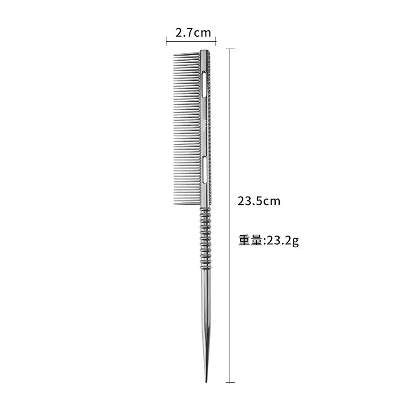 Aluminium Rat Tail Fine Tooth Comb | Barber Salon Styling