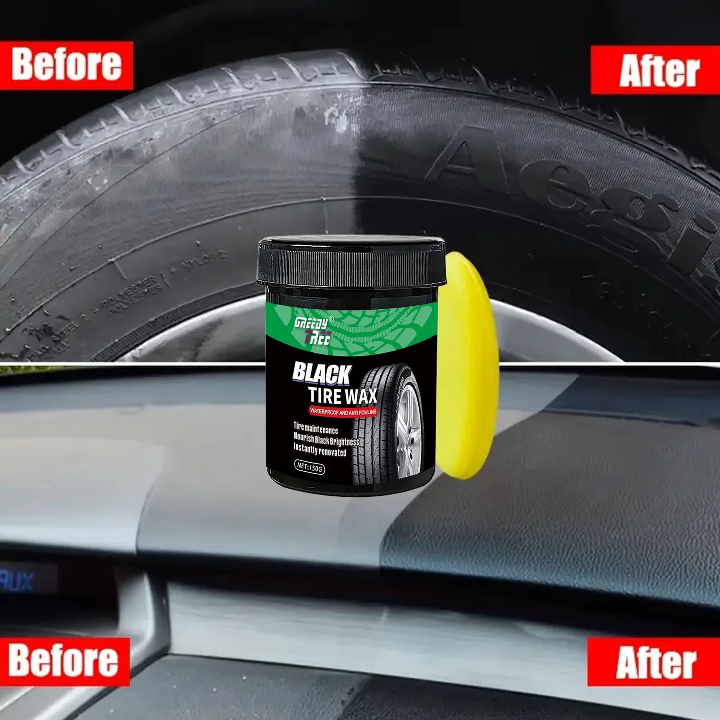 Tire Shine & Car Plastic Restorer Wax Coating – Crystal Clear