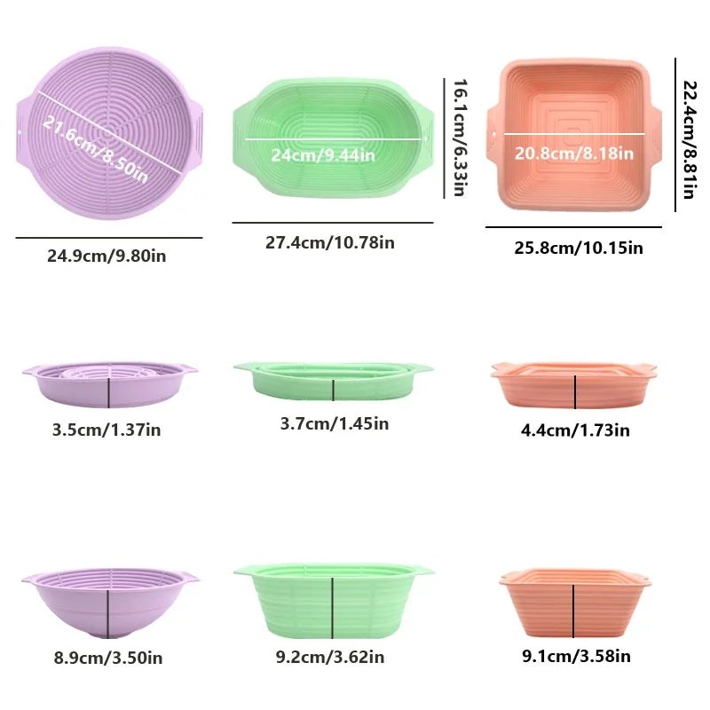 Food Grade Silicone Nonstick Bread Leavening Basket Foldable Round Oval Square Home Baking Easy Clean Fermentation Bowl Peaceful Pleasures Health and Wellness