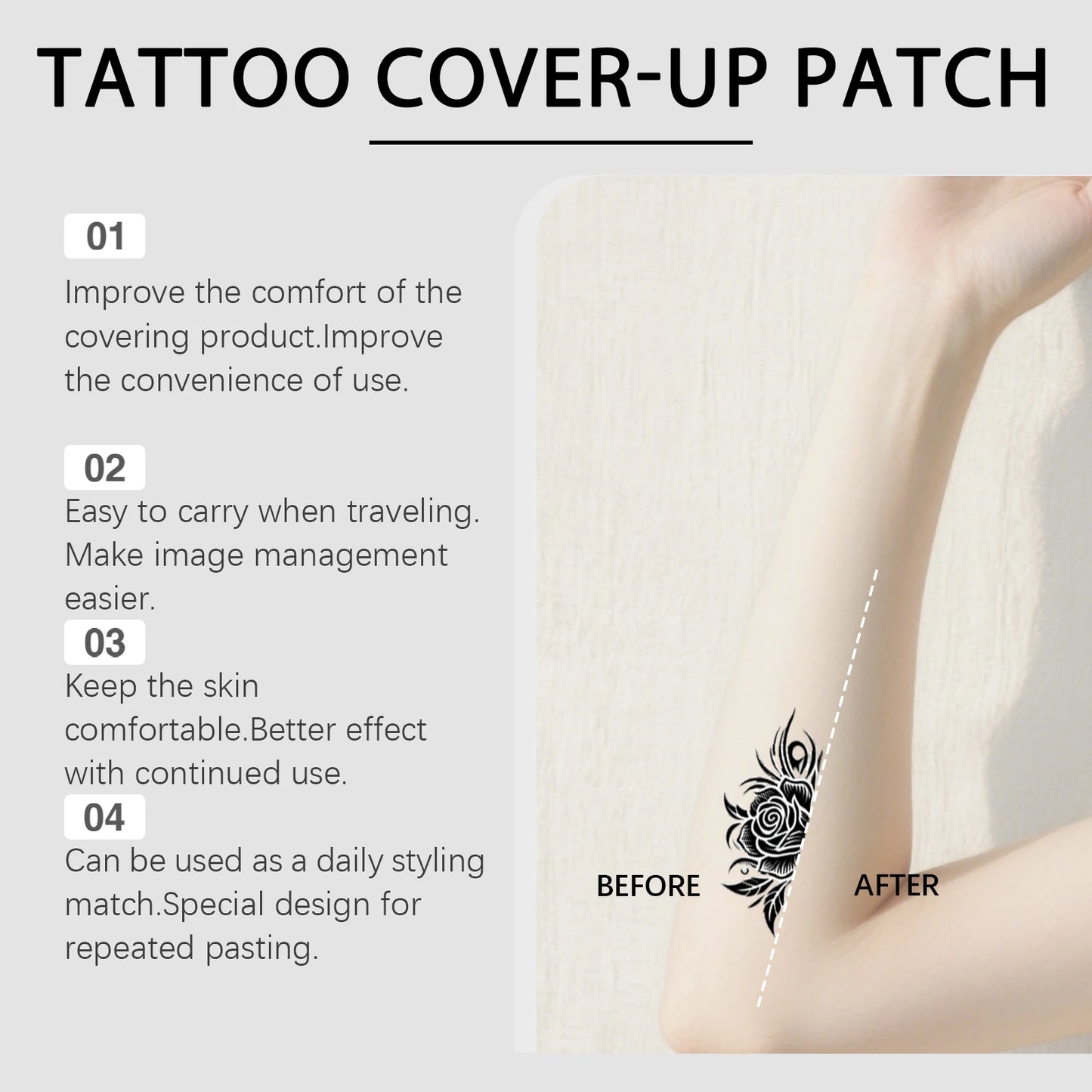 Tattoo Cover Up Patches – Waterproof Invisible Concealer 6pcs