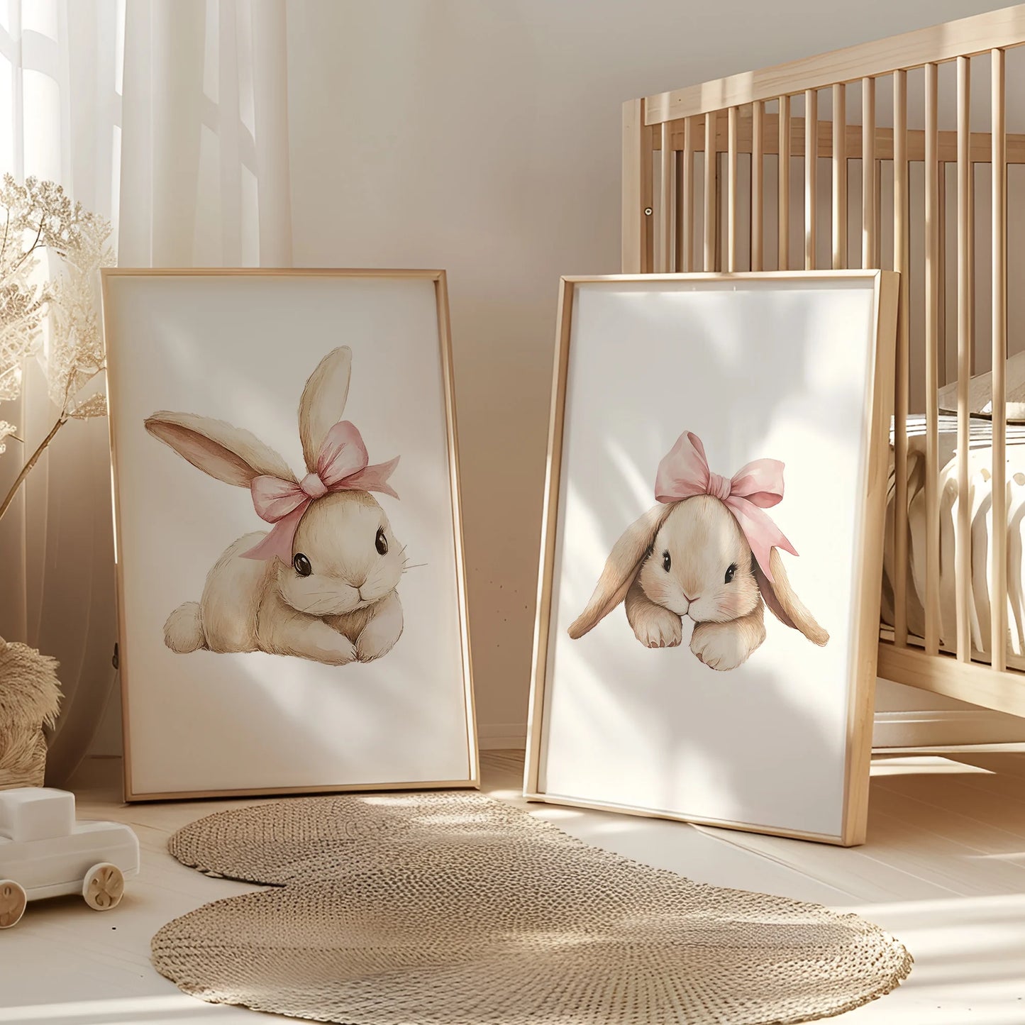 3-Piece Personalized Rabbit Canvas Wall Art | Kids Room Decor