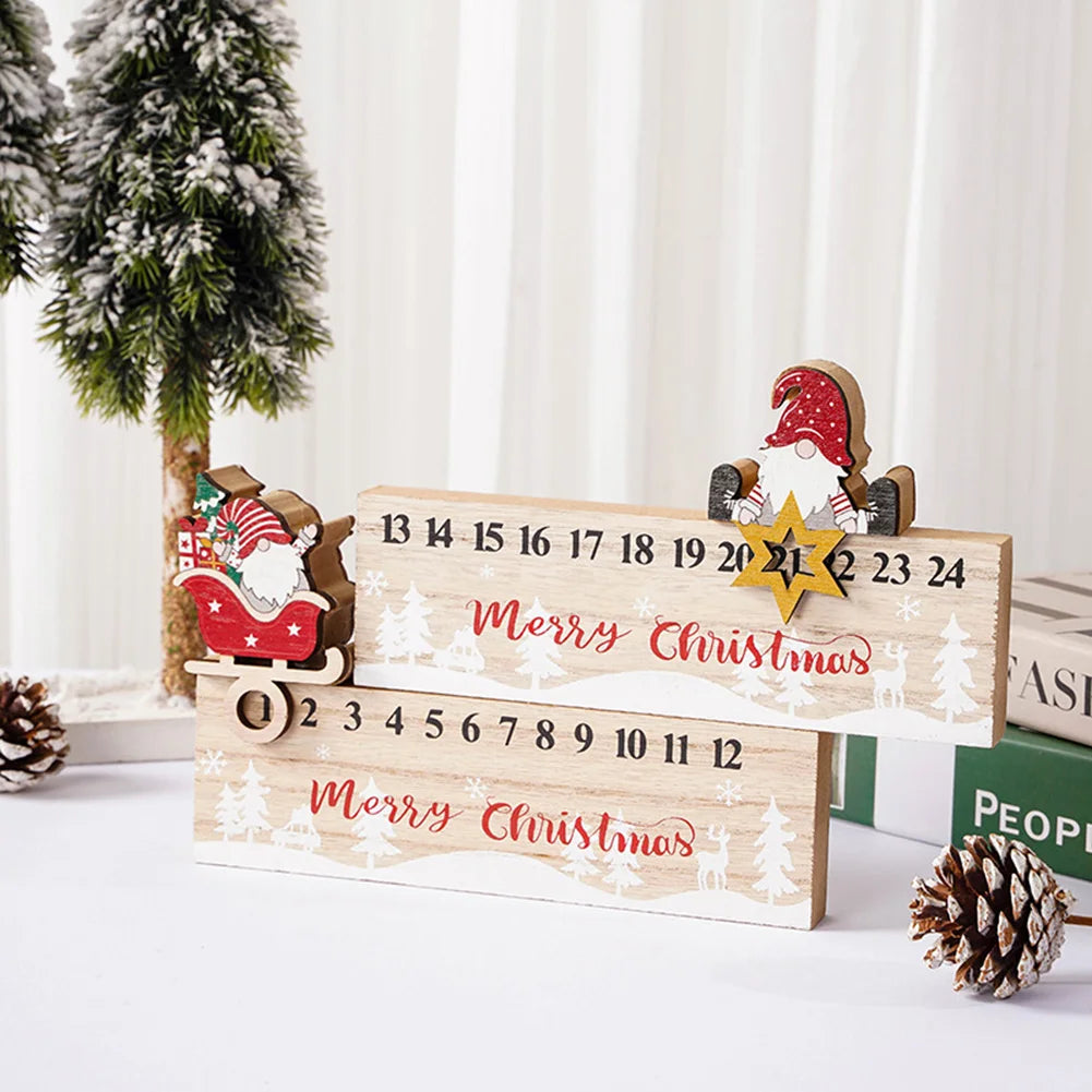 Fun Calendar Wooden Santa Countdown To Xmas Calendar Reusable Sturdy Festive Advents Calendar Desk Decoration Festive Home Decor Peaceful Pleasures Health and Wellness