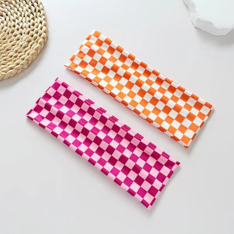 Checkerboard Elastic Headband | Sports & Yoga Hairband for Women