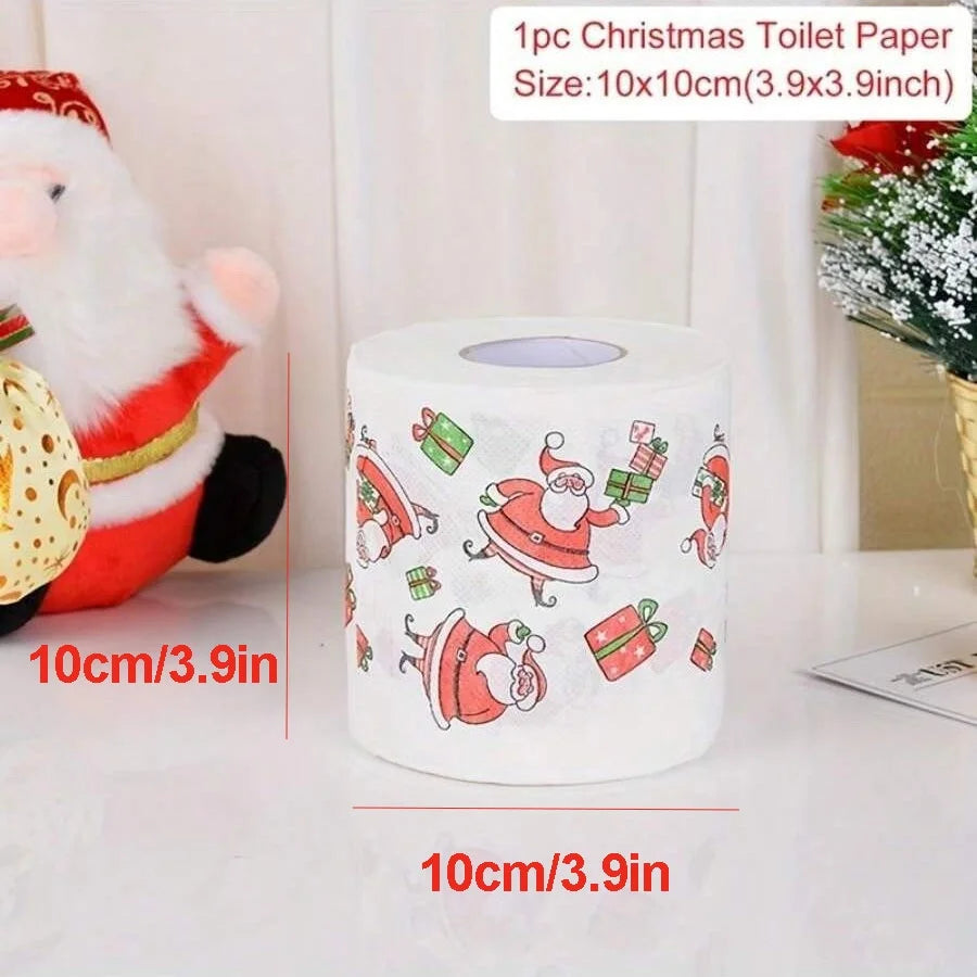 1 roll Christmas Printed Toilet Paper Festival Theme Home Decorations Roll Paper for Home & Festive Atmosphere Decor Supplies Peaceful Pleasures Health and Wellness