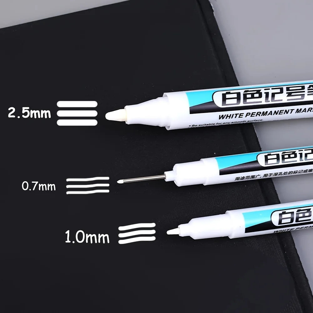 5 6 White Marker Graffiti Pen Waterproof Gel Tire Notebook Glass Paint