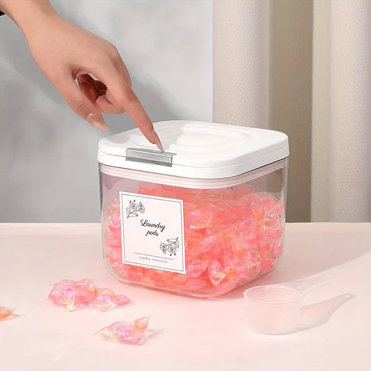 2.5L Clear Laundry Pod Container – Sealed Auto Pop-Up Lid Storage Jar for Detergent Pods & Bathroom Organization Peaceful Pleasures Health and Wellness